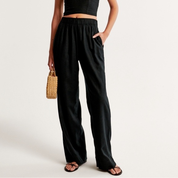 Abercrombie & Fitch Pants - Abercrombie and Fitch black linen pull on pant